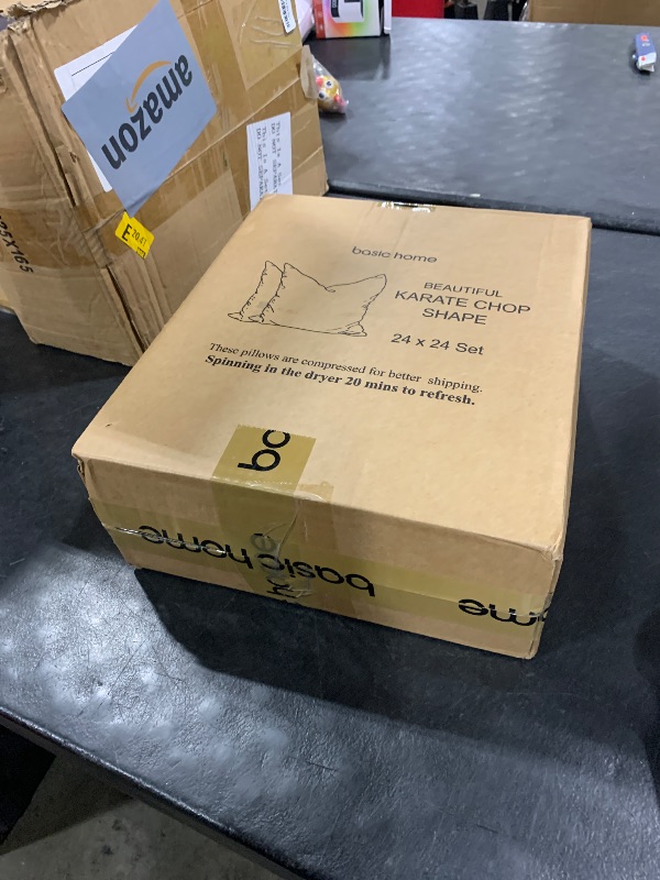 Photo 1 of basic home 24x24 Euro Throw Pillow Inserts-Down Feather Pillow Inserts-Cotton Fabric-Set of 2-White.