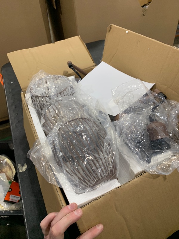 Photo 1 of Nintiue Dimmable Floor Lamp,3x800LM LED Bulbs Included, Farmhouse Industrial Floor Lamp Standing Tree Lamp with Teardrop Cage Head Tall Lamp for Living Room Bedroom Office Dining Room - Matte Brown