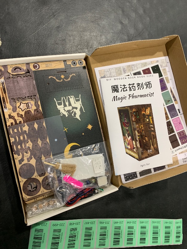 Photo 1 of Fsolis Book Nook Kit, DIY Miniature Dollhouse Kit, 3D Wooden Puzzle for Adults, 282 Pieces, Bookshelf Decor Tiny House Mini Booknook Craft, Gifts for Women Teens and Puzzle Lovers (Magic Pharmacist)