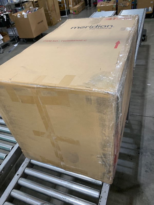 Photo 1 of LIGHT BROWN FINISH VELVET BEIGE DINING CHAIR 