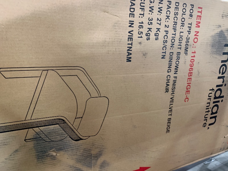 Photo 1 of LIGHT BROWN FINISH VELVET BEIGE DINING CHAIR 