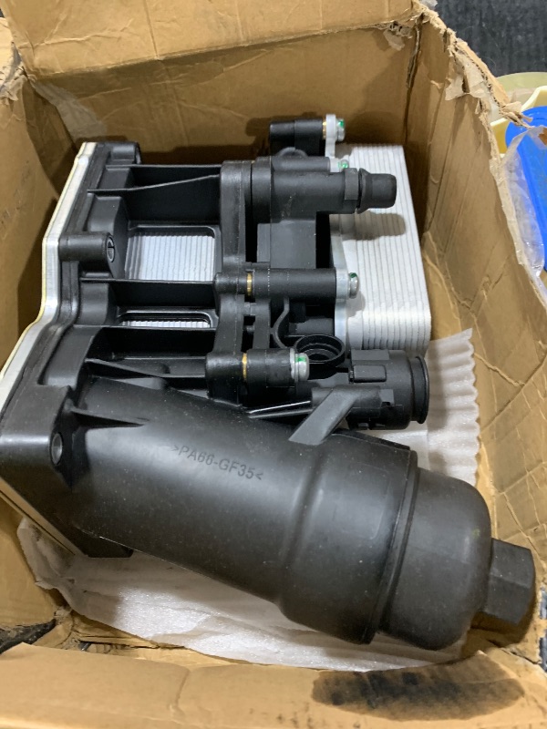 Photo 1 of INFINAUTO Engine Oil Cooler Oil Filter Housing Adapter Assembly, Oil Cooler No.11428507697/11-42-8-507-697 for BMW X3 X5 328d Upgraded Aluminum Alloy Silver Tone, 1 Pc