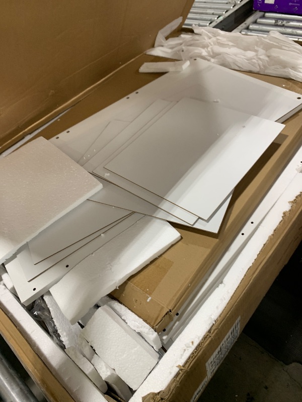 Photo 1 of Decofy Vanity Desk with Mirror and 12 LED Lights, Makeup Vanity Table with USB & Power Outlets, 4 Drawers and Hairdryer Holder, Padded Stool with Storage, White