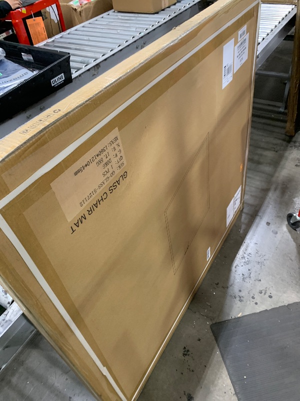 Photo 1 of [Tempered Glass] 50“x44” Beveled Edge Glass Chair Mat with Polished Edge Clear Office Chair Mat, Glides Smoothly, Suitable for Carpet or Hardwood Floors