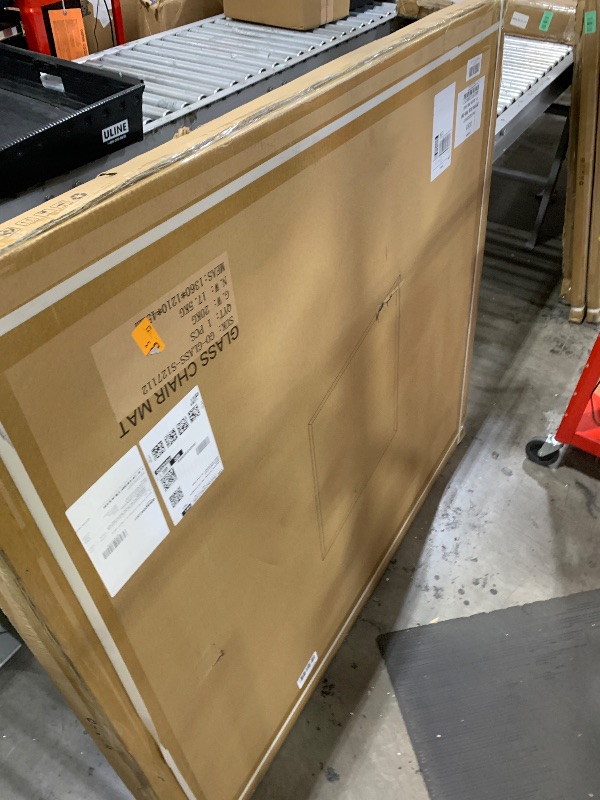 Photo 1 of [Tempered Glass] 50“x44” Beveled Edge Glass Chair Mat with Polished Edge Clear Office Chair Mat, Glides Smoothly, Suitable for Carpet or Hardwood Floors