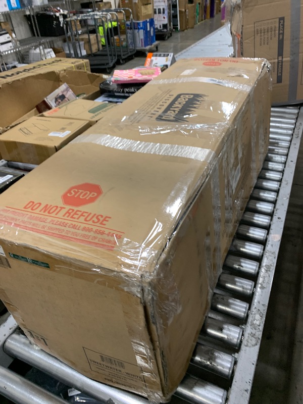 Photo 1 of **DAMAGED PARTS** Backyard Discovery Sweetwater White Cedar Wooden Kids Playhouse Cottage with Play Kitchen, Snack Bar, Half Door, Toy Phone, Windows, Flowerpot Holders, Working Doorbell for Outdoor Imaginative Play