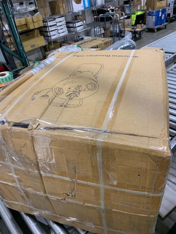 Photo 1 of 100FT 3/4 Inch Auto Feed Drain Cleaning Machine, Portable Electric Drain Auger with 6 Cutter & Air-Activated Foot Switch, Sewer Snake Drain Cleaner for 4" to 8" Pipes, Red