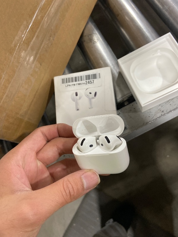 Photo 1 of Apple AirPods 4 Wireless Earbuds, Bluetooth Headphones, Personalized Spatial Audio, Sweat and Water Resistant, USB-C Charging Case, H2 Chip, Up to 30 Hours of Battery Life, Effortless Setup for iPhone