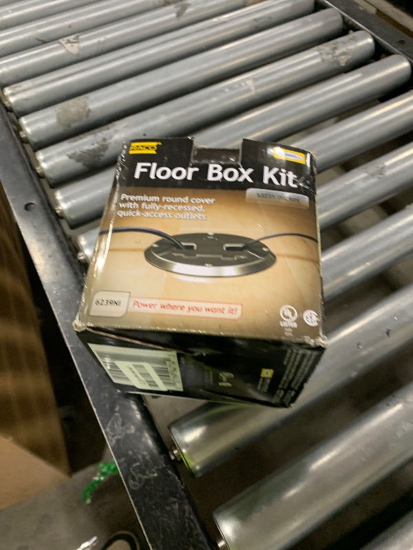 Photo 1 of RACO 6239NI Floor Kit with Recessed Duplex 15A TR Device and Adjustable Steel Box, 1-Gang, Nickel