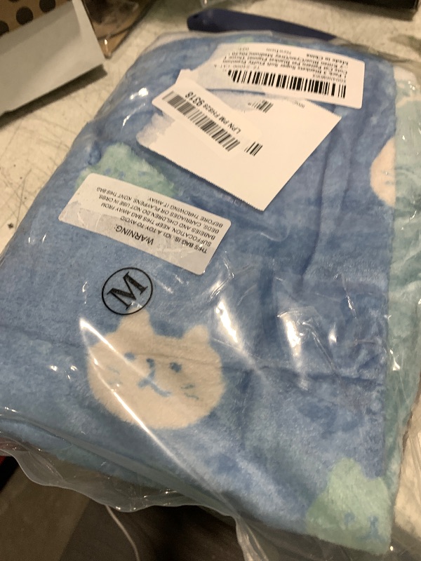 Photo 1 of 1 Pack 3 Blankets Super Soft Fluffy Premium Cute Cat Pattern Pet Blanket Flannel Throw for Dog Puppy Kitten Blue/Cyan/Grey Medium(30x20 inch)