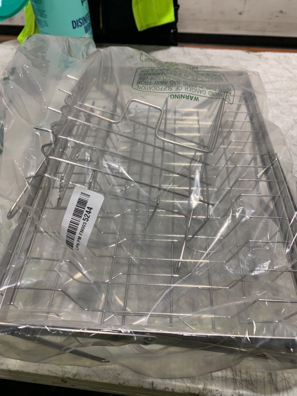 Photo 1 of 2-Tier 304 Stainless Steel Dish Rack, Foldable Over Sink with Cutting Board/Utensil/Knife Holder, No Assembly Required Space Saving Drying Rack