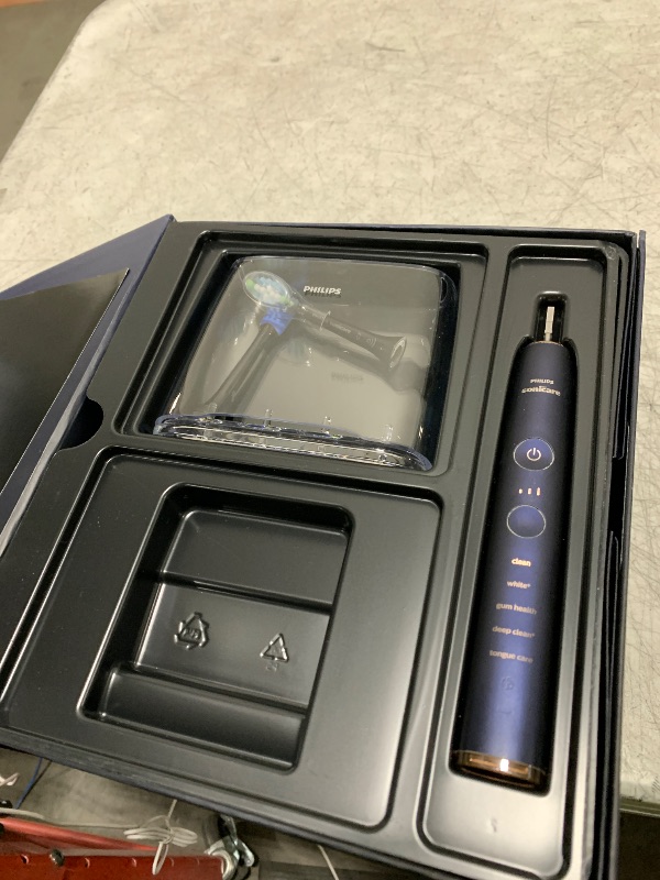 Photo 1 of Philips Sonicare DiamondClean Smart 9750 Electric Toothbrush, Sonic Toothbrush with App, Pressure Sensor, Brush Head Detection, 5 Brushing Modes and 3 Intensity Levels, Lunar Blue, Model HX9954/74