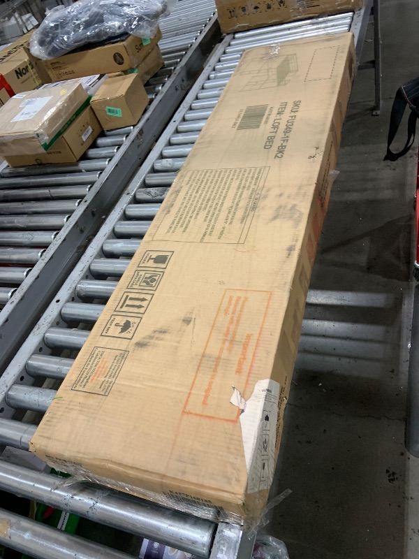 Photo 1 of (INCOMPLETE SET) KMBOHE Full Size Loft Bed with L-Shaped Desk, Sturdy Metal Frame with 350lb Capacity, Space Saving Bed with 2 Ladders & Safety Guardrails, for Small Room & Apartment, No Box Spring Needed, Black