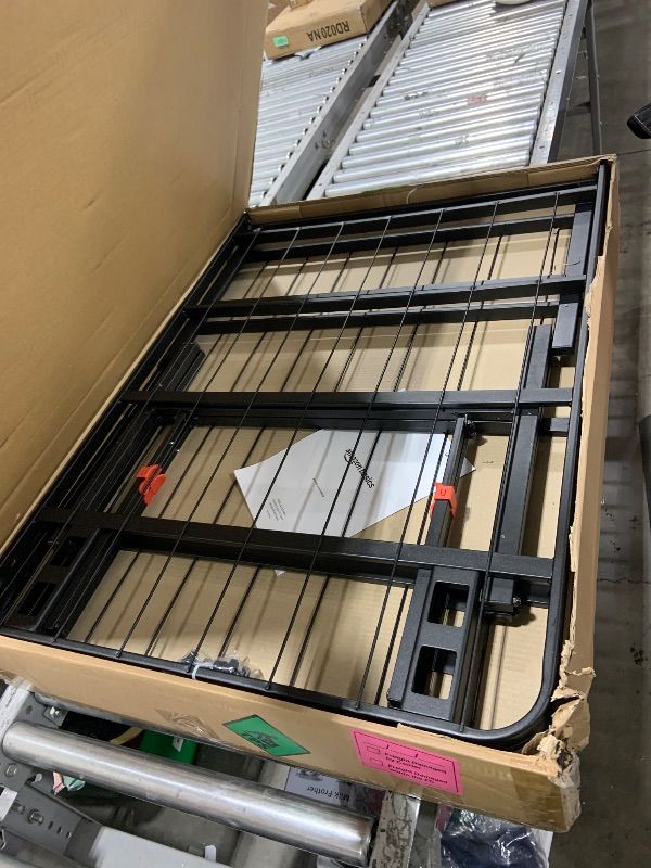 Photo 1 of Amazon Basics Bed Frame with Storage, Foldable Metal Platform, Sturdy Steel, No Box Spring Needed, 18 Inches High, Tool-Free Setup, Queen Size, Black