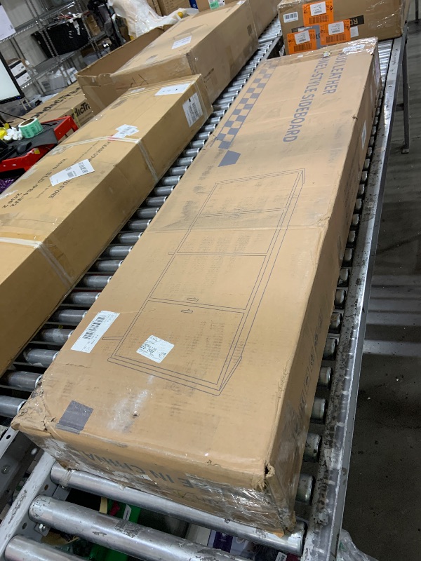 Photo 1 of KIMOLST Mid-Century Buffet Cabinet with Storage,63" Wide Sideboard for Living Room with Adjustable Shelves,4 Doors Large Credenza for Kitchen,Natural