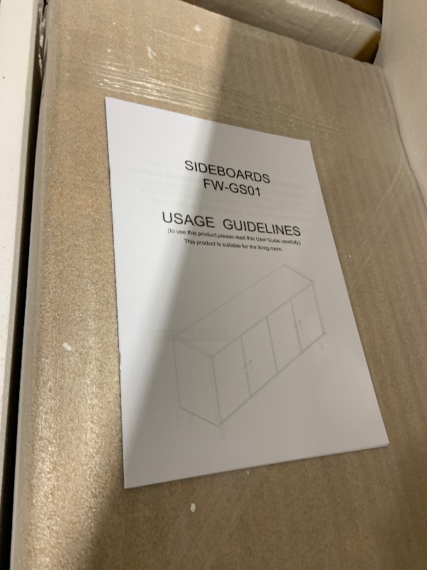 Photo 1 of KIMOLST Mid-Century Buffet Cabinet with Storage,63" Wide Sideboard for Living Room with Adjustable Shelves,4 Doors Large Credenza for Kitchen,Natural