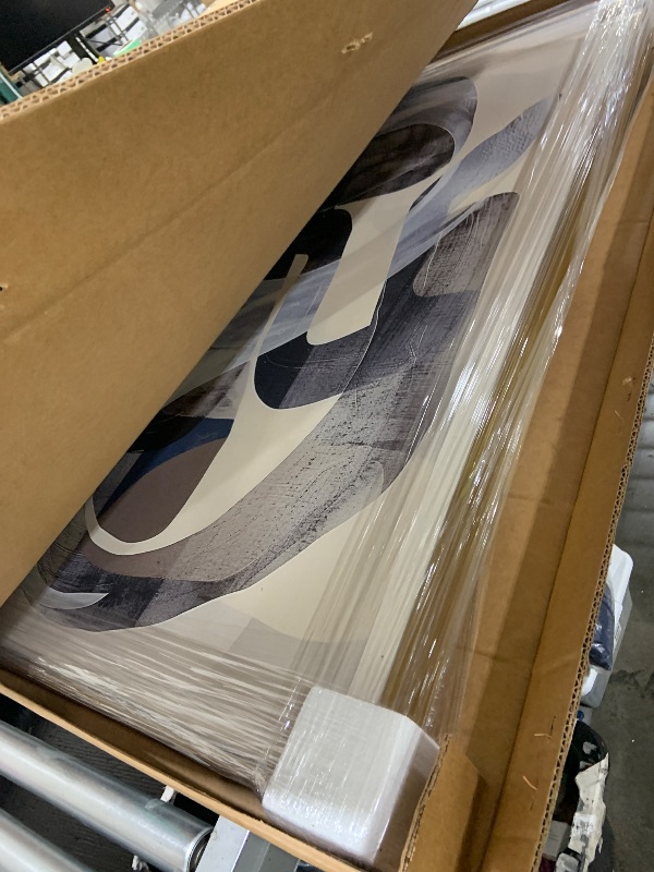 Photo 1 of Art Remedy Slither Framed Abstract Shapes 1 Piece Canvas Wall Art, 31.5" x 46.5", Gold Frame