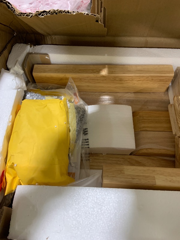 Photo 1 of NELYE California-King Platform Bed Base - 14 Inch Solid Wood Mattress Foundation with Support Slats and Legs, California King Size Rubberwood Simple Bed Frame