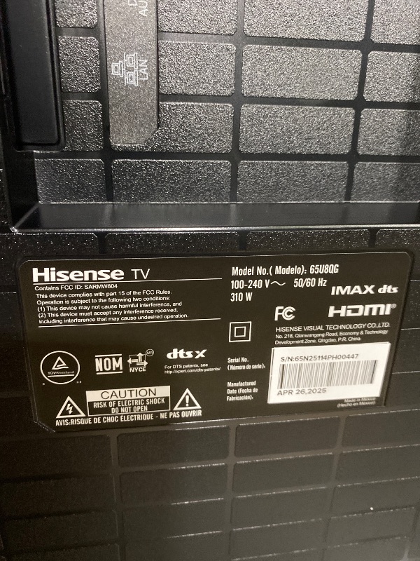Photo 1 of Hisense 65" Class U8 Mini-LED ULED 4K UHD Google Smart TV (65U8QG, 2025 Model) - QLED, Native 165Hz, VRR 288, Up to LD5600, 5000 Nits, HDR10+, Dolby Vision IQ · Atmos, IMAX Enhanced, 4.1.2 Ch Audio