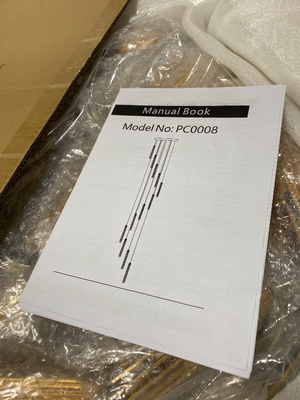 Photo 1 of 156in Long Light 20-Lights Chandeliers for Entryway LED Dimmable Chandeliers Lighting Fixture Modern Flat Sloped High Ceiling Pendant Lights Crystal Drop Light for Living Room Foyer Hallway Staircase