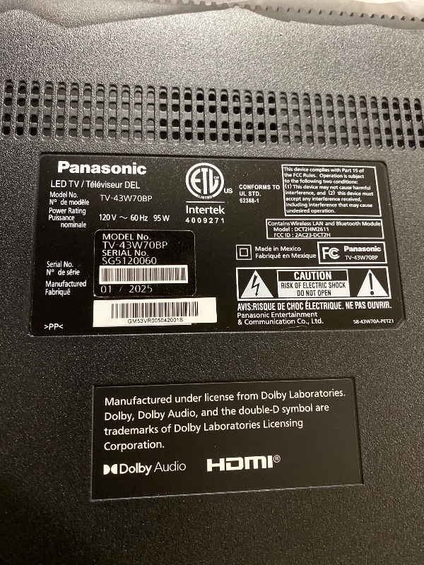Photo 1 of Panasonic W70 Series (2025 Model) 43" LED 4K Ultra HD Smart Fire TV, Press & Ask Alexa, Apple AirPlay, HDR10+, HDMI 2.1, and Bluetooth Support - 43W70BP