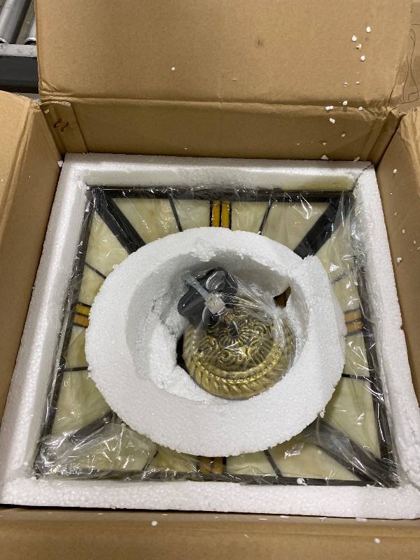 Photo 1 of RUNNUP Mission Style Ceiling Mount Lighting Creative Ceiling Fixture Special Decoration Stained Glass Drop Ceiling Lighting for Living Room,Corridor, Bedroom 11.81inch