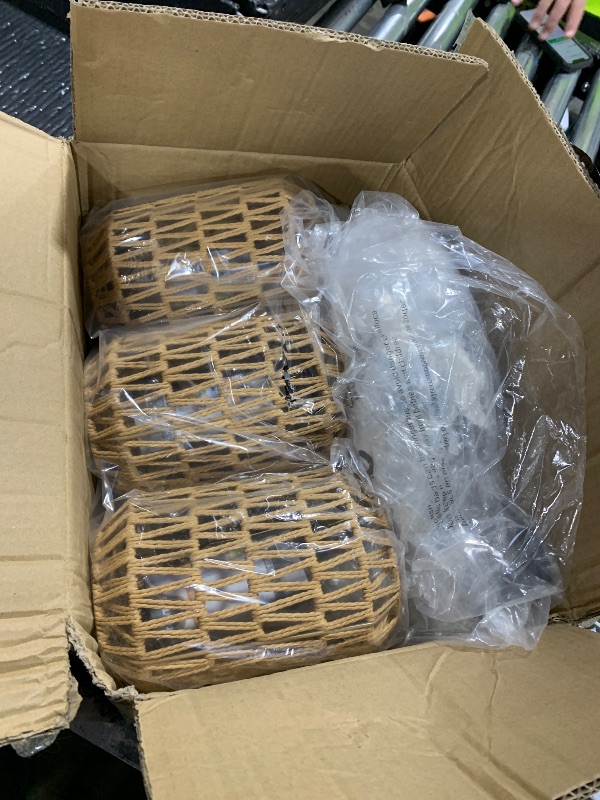 Photo 1 of **DAMAGED** QIYIZM Floor Lamp for Living Room,Bedroom,Boho Rattan Tree 3 Lights Farmhouse Floor Lights,Industrial Black Standing Lamp Wicker Rustic Tall Lamp,Woven Bamboo LampShade Floor Lamps Bohemian