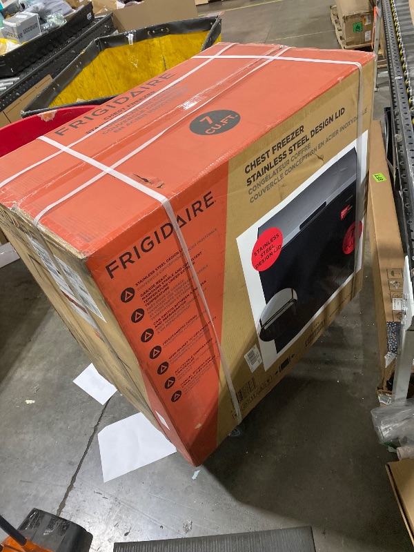 Photo 1 of FRIGIDAIRE Chest Deep Freezer, 7 Cu. Ft, Black Adjustable Thermostat-Removable Vinyl Coated Wire Basket-Easy Defrost Drain, Eye-Catching Stainless Steel Top Door- Garage Ready