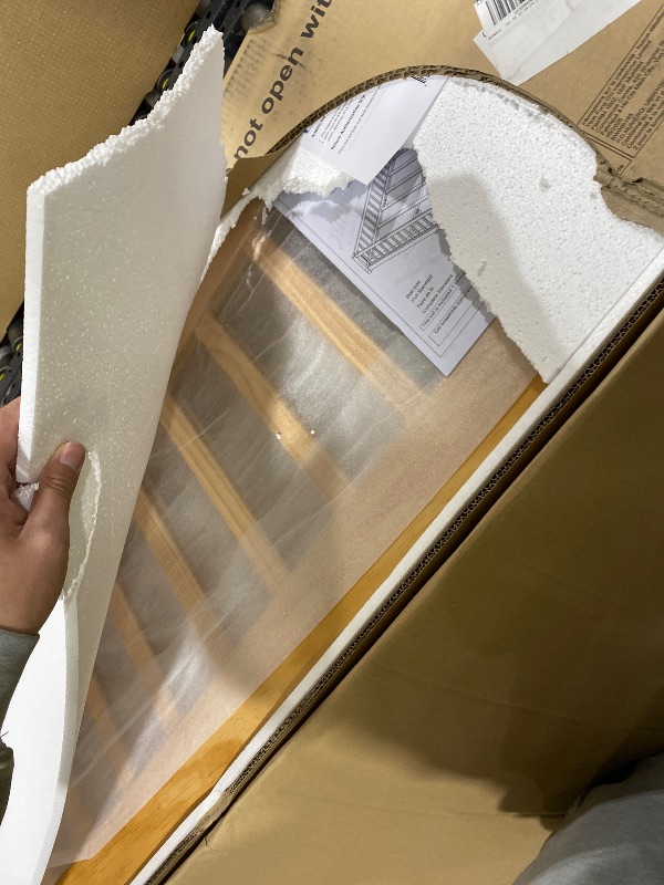 Photo 1 of Loebelle Montessori Full Size Floor Bed with High Rails and Door Sturdy Wood Floor Bed Frame for Kids Natural