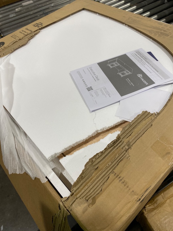 Photo 1 of Sauder Edge Water Executive Desk, Chalked Chestnut, 65" Home Office Desk with Storage