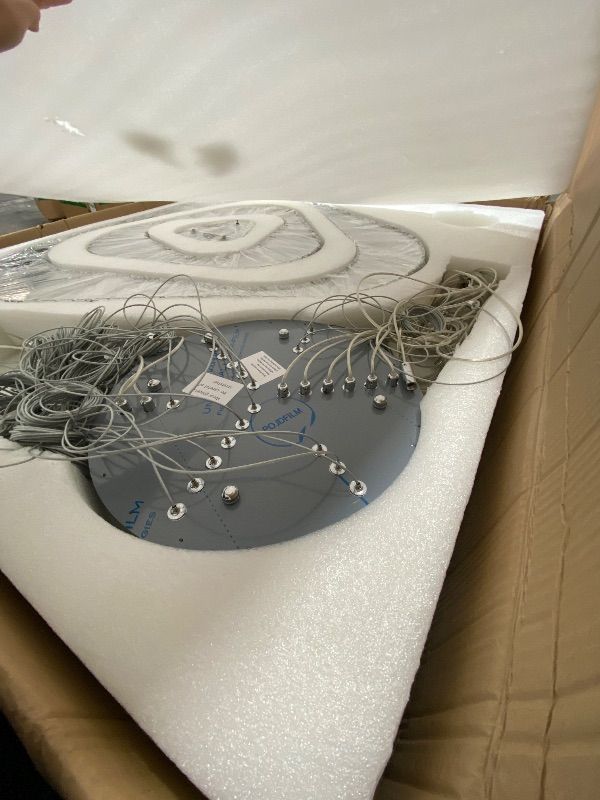 Photo 1 of IDEQUY Modern LED Dimmable Crystal Chandelier 31.5" Ring Pendant Light Adjustable Round Chrome Crystal Chandelier Light Fixtures for Dining Room Living Room