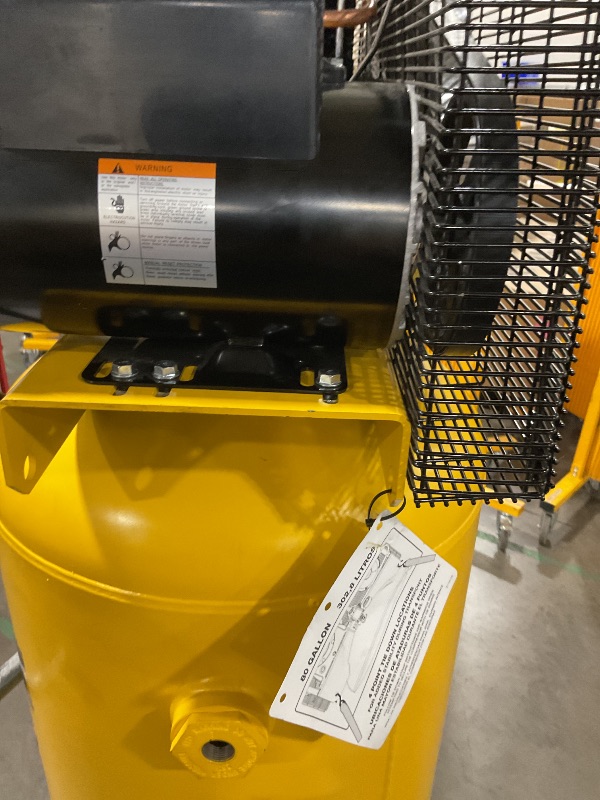 Photo 1 of DEWALT 60 Gallon Vertical Air Compressor, 5 HP, 175 Max PSI, Single Stage, 240V - High Performance 60 Gallon Air Compressor for Industrial Use, Durable 5 HP Motor, Efficient Power Output