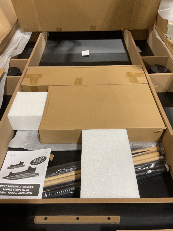 Photo 1 of Hathaway Maverick 7 Foot Pool Table with Table Tennis Top – with Accessories for Both Games – Space-Saving Ping Pong and Pool Table Combo for Families – Matte Black Finish, Red Felt