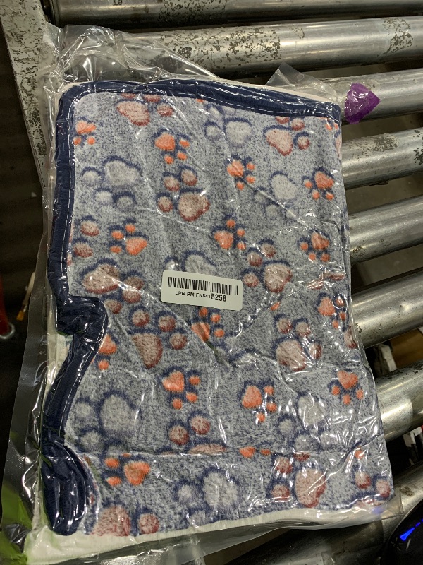 Photo 1 of 1 Pack 3 Blankets Super Soft Fluffy Premium Fleece Pet Blanket Flannel Paw Printed Throw for Dog Puppy Cat (Medium 30x20'', Beige, Grey, Navy)