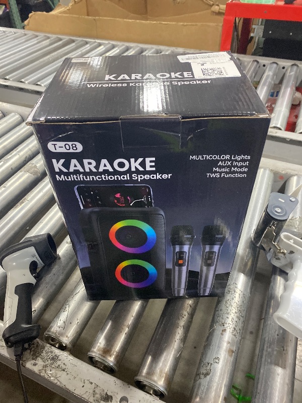 Photo 1 of PWBSLAI Bluetooth Speaker with 2 Rechargeable Wireless Microphone - Portable Party Speaker with Colorful Lights - Floorstanding Speakers Support TWS/AUX/USB/TF Card Ideal for Party,Home,Camping