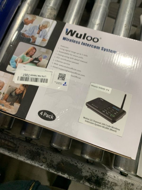 Photo 1 of Wuloo Intercoms Wireless for Home 1 Mile Range 22 Channel 100 Digital Code Display Screen, Wireless Intercom System for Home House Business Office, Room to Room Intercom Communication(4Stations Black)