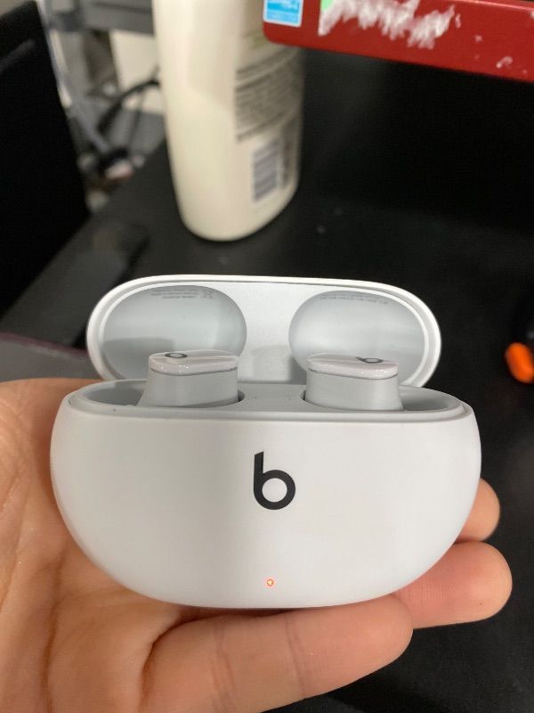 Photo 1 of Beats Studio Buds - True Wireless Noise Cancelling Earbuds - Compatible with Apple & Android, Built-in Microphone, IPX4 Rating, Sweat Resistant Earphones, Class 1 Bluetooth Headphones - White