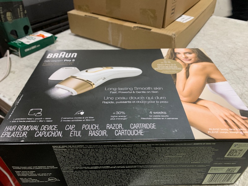 Photo 1 of Braun IPL Silk·Expert Pro 5 PL5157 Latest Generation IPL, Permanent Visible Hair Reduction, at-Home Hair Removal System with Soft Pouch and Precision Head
