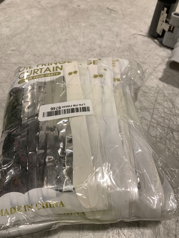 Photo 1 of 10 Pack Silver Foil Curtain Backdrop 3.2ft x 9.8ft Metallic Tinsel Foil Fringe Curtains Streamer Photo Booth Backdrop for Birthday Party Engagement Bachelorette Party Decorations (Silver)