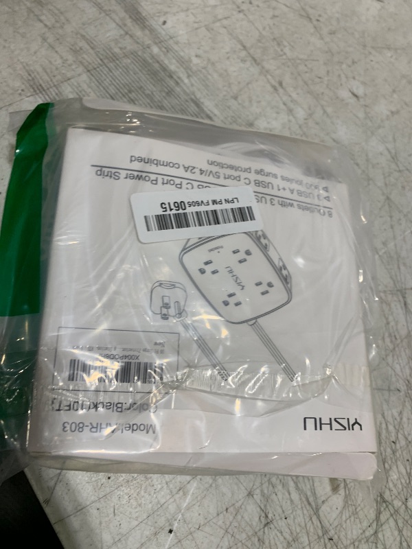 Photo 1 of 10 Ft Surge Protector Power Strip - YISHU 8 Widely Outlets with 4 USB Ports, 3 Side Outlet Extender with 10 Feet Flat Extension Cord, Ultra Flat Plug, Wall Mount, Desk USB Charging Station, ETL, Black