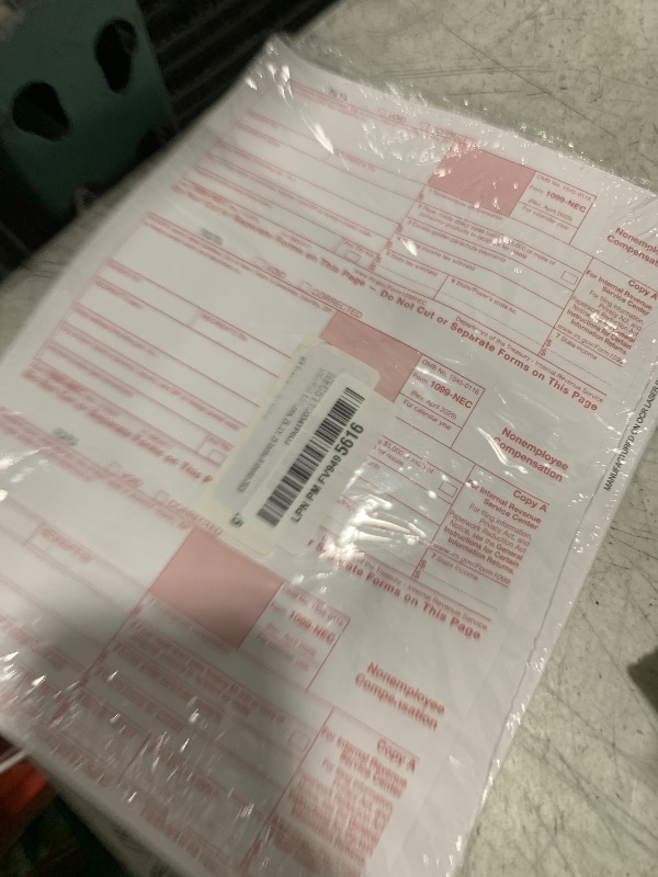 Photo 1 of 1099 NEC Copy A Forms, 25 Federal Income Laser Tax Forms, Use with 2025 1099 NEC Forms, RED Copy A ONLY, 25 forms-9 sheets 2025