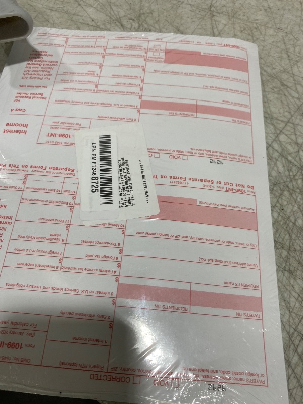 Photo 1 of 1099 INT Interest Tax Forms Set 4 Part 10 Pack for 2025 And Self-Seal envelopes. Kit For 10 Vendors, Laser Forms Designed for QuickBooks and Accounting Software