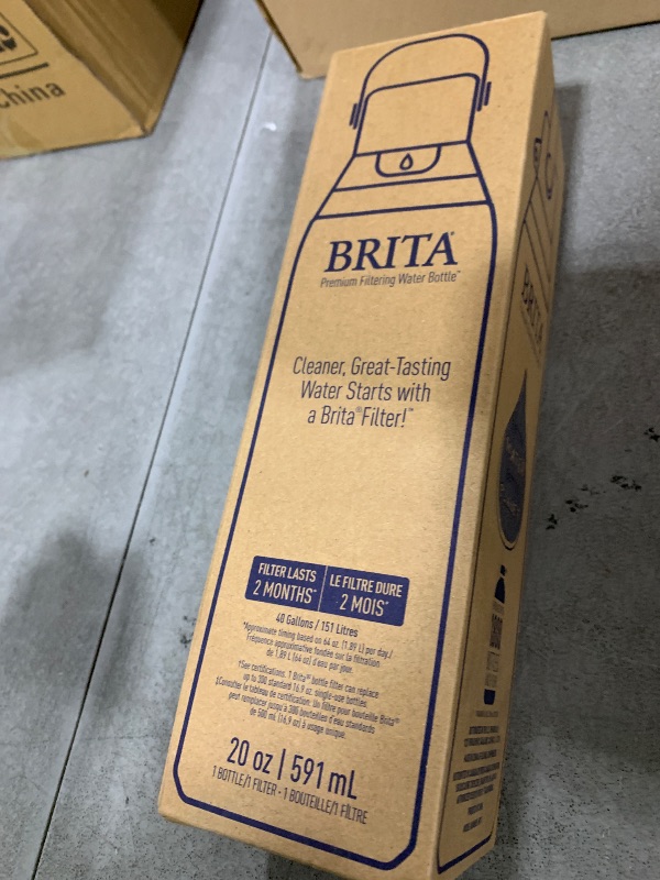 Photo 1 of Brita Stainless Steel Premium Filtering Water Bottle, BPA-Free, Reusable, Insulated, Replaces 300 Plastic Water Bottles, Filter Lasts 2 Months or 40 Gallons, Includes 1 Filter, Carbon - 20 oz
