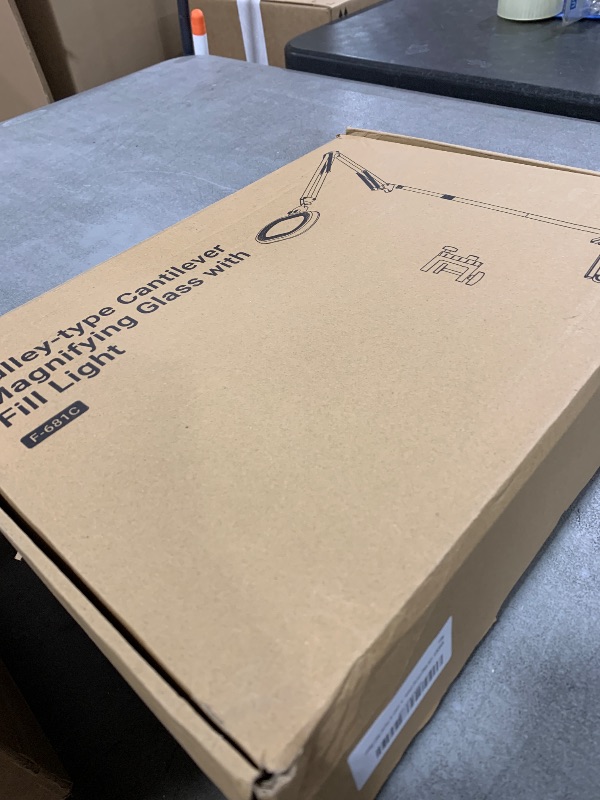 Photo 1 of KMDES 2 in 1 Floor Magnifying Glass with Light and Stand, Three-axis Rotation Infinite Color Dimmable 12X Large Lighted Magnifier Workbench lamp for Close Work, Craft, Esthetician 4 Wheel Stable Base