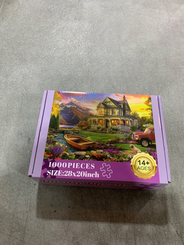 Photo 1 of 1000 Piece Puzzles for Adults, Autumn Landscape Jigsaw Puzzle, Villa and Dog Jigsaw Puzzles 1000 Pieces, Challenging Game Home Decor Birthday Party Gift Toy for Adults Kids Seniors, 28×20 in