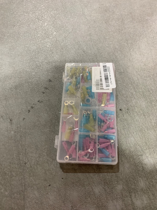 View 2 of 100PCS Marine Grade Heat Shrink Ring Connectors Heat Shrink Wire Connectors Tinned Red Copper #10,1/4",5/16"(3Colors/9Sizes),16-14 22-16 12-10 Gauge Insulated Crimp Connector Assortment