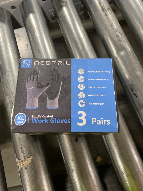 View 2 of **1 PACK ONLY** NEOTRIL Safety Work Gloves MicroFoam Nitrile Coated, Seamless Knit Nylon Bulk Pack Working Gloves with Grip for Men Women Light Duty Work,Automotive,Warehouse (Gray,XL)