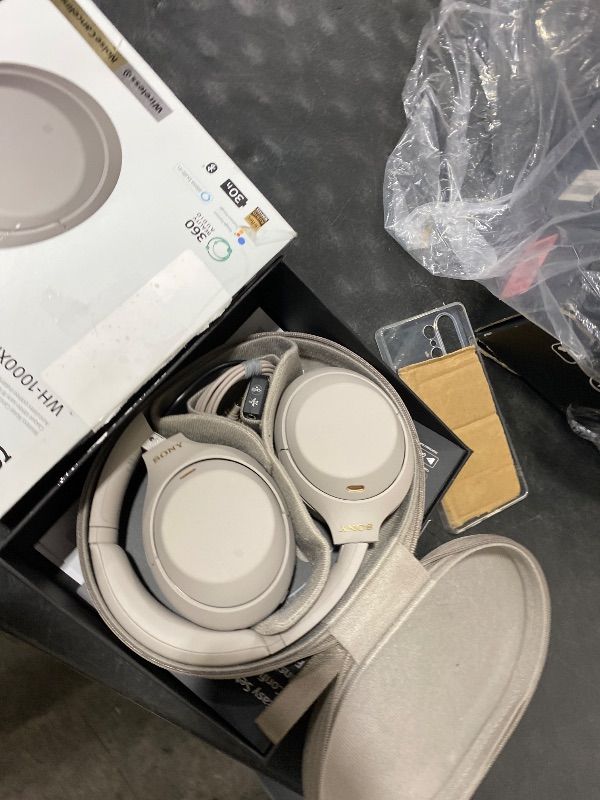 Photo 1 of Sony WH-1000XM4 Wireless Premium Noise Canceling Overhead Headphones with Mic for Phone-Call and Alexa Voice Control, Silver WH1000XM4