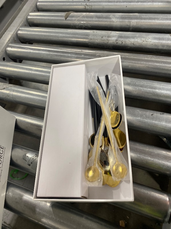 Photo 1 of CHAAMFORGE 24 Piece Silverware Set For 6 Gold & Matte Black Handle Heavy duty 18/10 Stainless Steel Flatware Set Modern Design Knife/Fork/Spoon Mirror Polished Dishwasher Safe Cutlery Set with Gifts