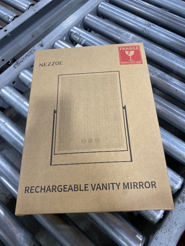 Photo 1 of NEZZOE Rechargeable Vanity Mirror with Lights, Table Mirror with Stand, Makeup Mirror with 3 Colors and Brightness Adjustable, 3000mAh Battery, 14×10 Inch